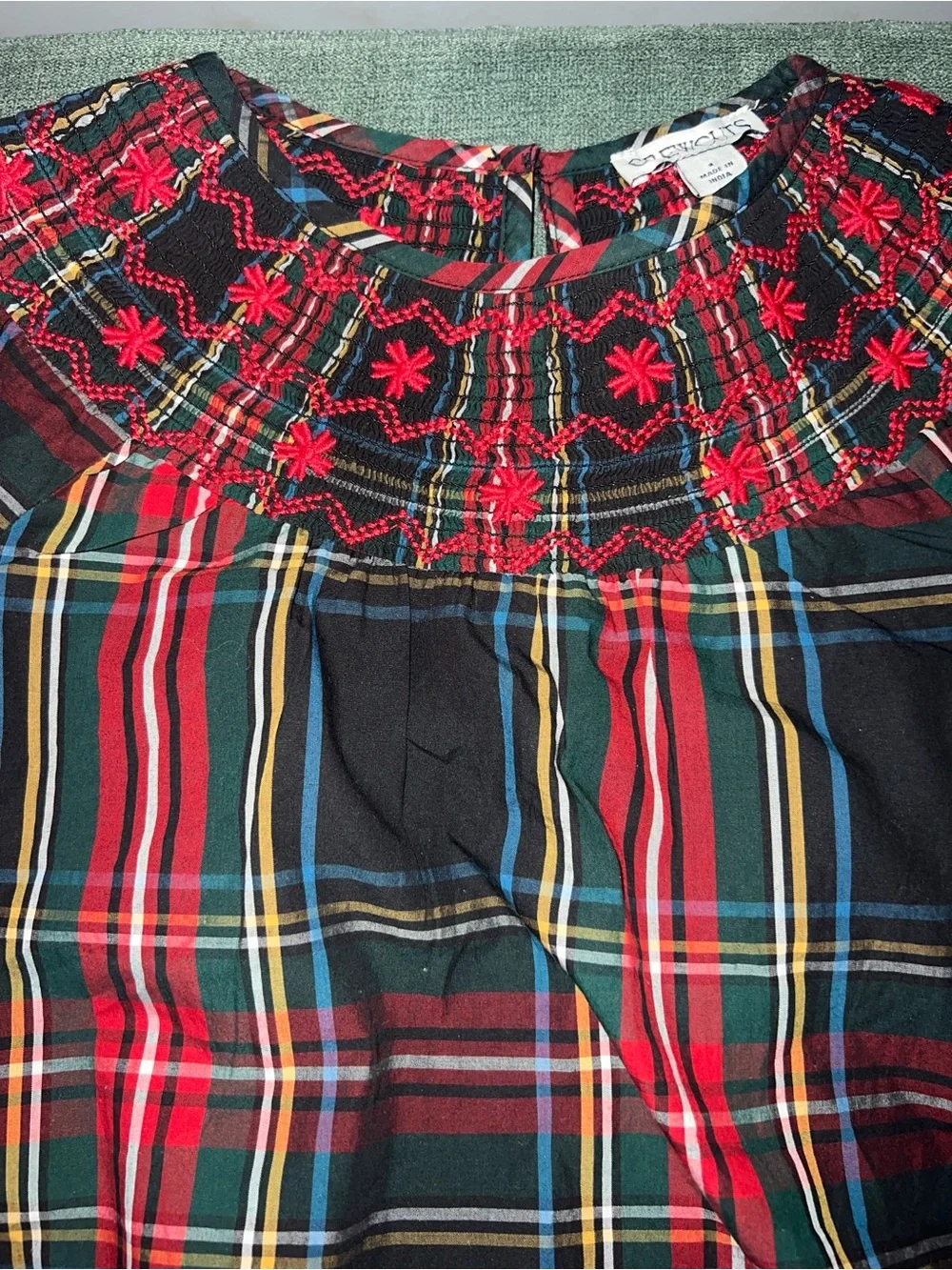 Crewcuts Girls Black Red Plaid Smocked Dress